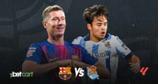 پیش‌بینی بازی بارسلونا مقابل رئال سوسیداد در لالیگا با حضور روبرت لواندوفسکی و تاکه‌فوسا کوبو