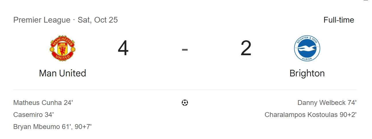 منچستریونایتد ۴-۲ برایتون: سومین برد پیاپی شگفتانگیز آموریم 2 | 68672 خلاصه بازی منچستریونایتد 4 - برایتون 2
