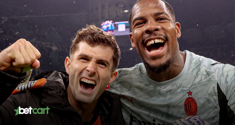 جشن شادی بازیکنان میلان پس از پیروزی