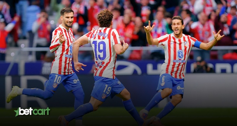 خوشحالی بازیکنان اتلتیکومادرید پس از گلزنی