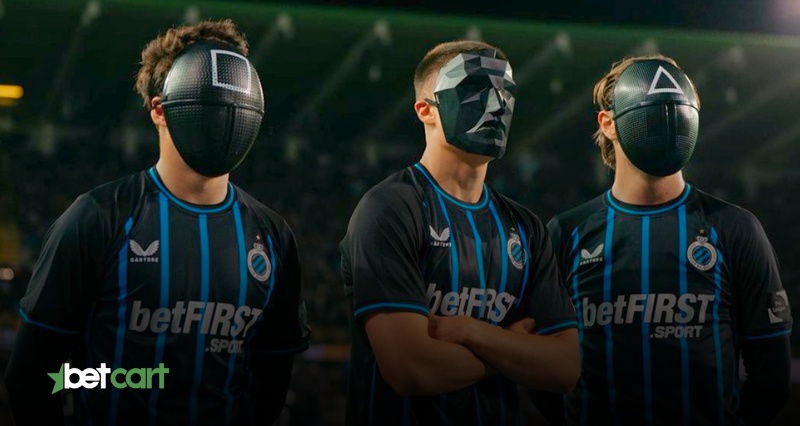 پیش بینی بروخه و بارسلونا | لیگ قهرمانان اروپا ۲۰۲۵ 2 | 68791 بازیکنان کلوب بروخه با ماسکهای خاص در بازی لیگ قهرمانان اروپا ۲۰۲۵