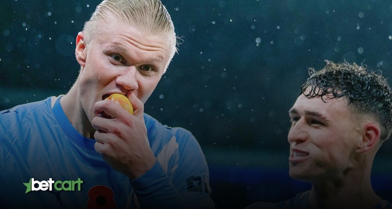 پیشبینی نیوکاسل و منچسترسیتی؛ جدال مرگ و زندگی 3 | 68931 ارلینگ هالند و فیل فودن در حال جشن گرفتن با پیراهن منچسترسیتی