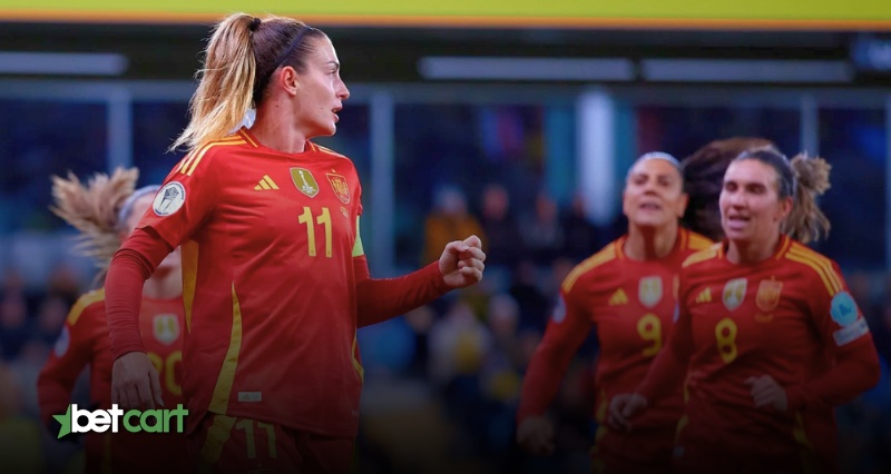 جشن و شادی بازیکنان تیم ملی فوتبال زنان اسپانیا پس از گلزنی