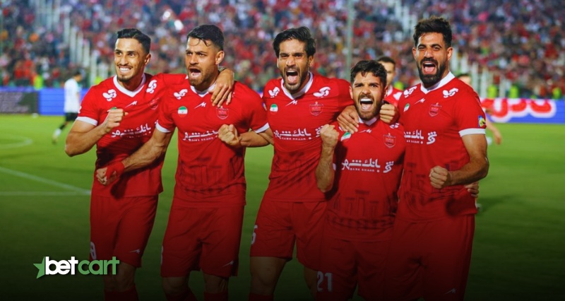 شادمانی بازیکنان پرسپولیس پس از گل در آستانه دربی ۱۰۶ مقابل استقلال