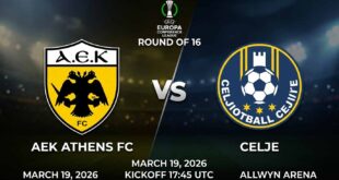 پوستر بازی ای.ای.کی آتن مقابل سِلِه در لیگ کنفرانس اروپا