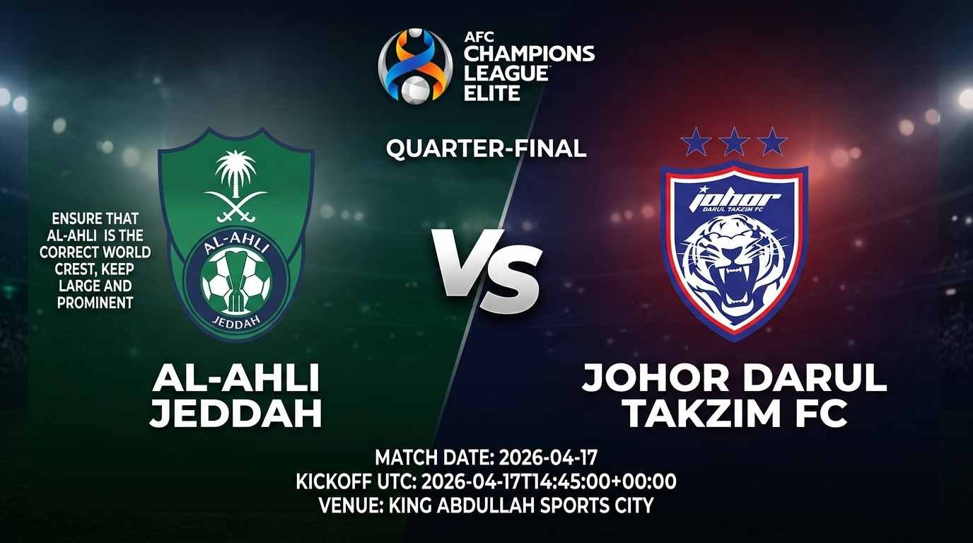 Ù¾ÙˆØ³ØªØ± Ø¨Ø§Ø²ÛŒ الاهلی جده Ù…Ù‚Ø§Ø¨Ù„ جوهور دارالتعظیم Ø¯Ø± لیگ قهرمانان آسیا الیت