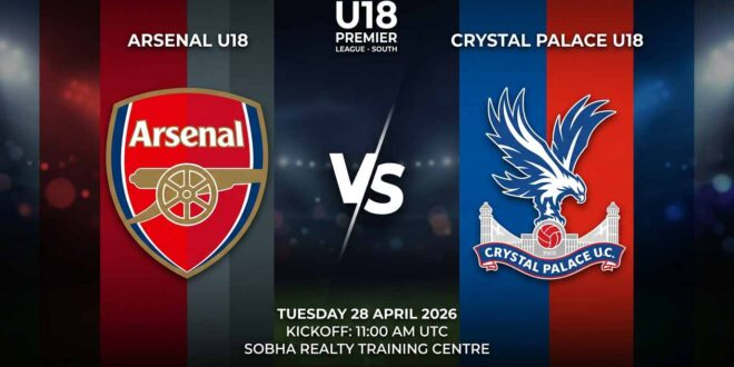 Ù¾ÙˆØ³ØªØ± Ø¨Ø§Ø²ÛŒ آرسنال زیر ۱۸ سال Ù…Ù‚Ø§Ø¨Ù„ کریستال پالاس زیر ۱۸ سال Ø¯Ø± لیگ برتر زیر ۱۸ سال - جنوب