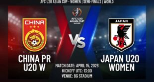 Ù¾ÙˆØ³ØªØ± Ø¨Ø§Ø²ÛŒ تیم ملی زیر۲۰ سال زنان چین Ù…Ù‚Ø§Ø¨Ù„ تیم ملی زیر۲۰ سال زنان ژاپن Ø¯Ø± جام ملت‌های آسیا زیر۲۰ سال زنان