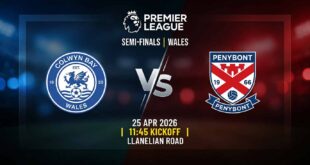 Ù¾ÙˆØ³ØªØ± Ø¨Ø§Ø²ÛŒ کولوین بی Ù…Ù‚Ø§Ø¨Ù„ پنی‌بونت Ø¯Ø± لیگ برتر ولز