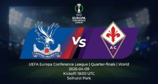 Ù¾ÙˆØ³ØªØ± Ø¨Ø§Ø²ÛŒ کریستال پالاس Ù…Ù‚Ø§Ø¨Ù„ فیورنتینا Ø¯Ø± لیگ کنفرانس اروپا