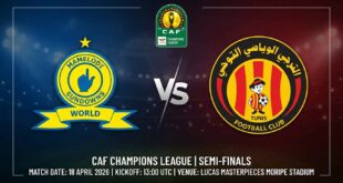 Ù¾ÙˆØ³ØªØ± Ø¨Ø§Ø²ÛŒ مامیلودی سانداونز Ù…Ù‚Ø§Ø¨Ù„ ای‌اس تونس Ø¯Ø± لیگ قهرمانان آفریقا