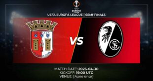 Ù¾ÙˆØ³ØªØ± Ø¨Ø§Ø²ÛŒ اس‌سی براگا Ù…Ù‚Ø§Ø¨Ù„ اس‌سی فریبورگ Ø¯Ø± لیگ اروپا یوفا