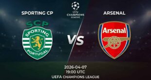 Ù¾ÙˆØ³ØªØ± Ø¨Ø§Ø²ÛŒ اسپورتینگ سی‌پی Ù…Ù‚Ø§Ø¨Ù„ آرسنال Ø¯Ø± لیگ قهرمانان اروپا
