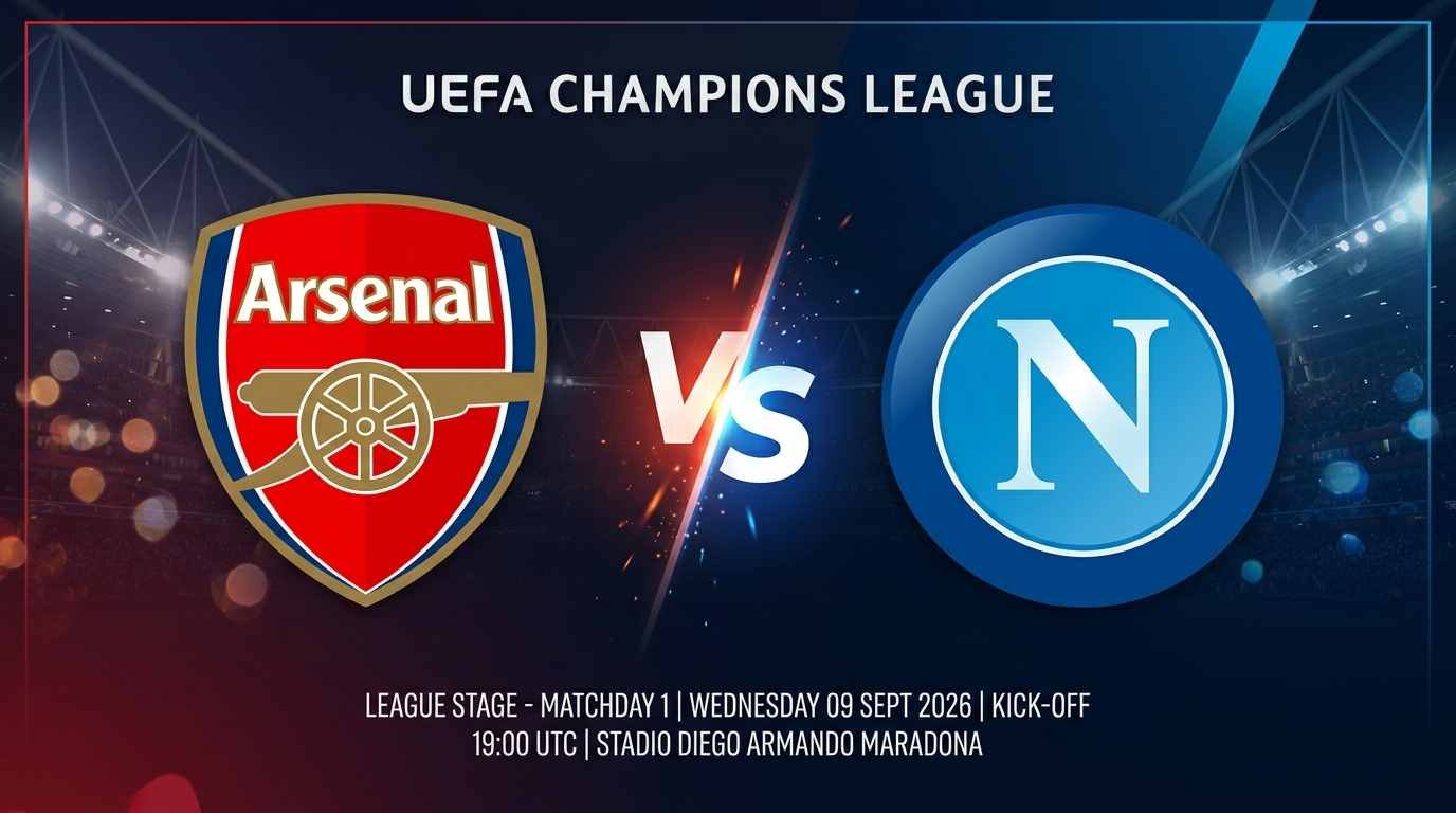 پوستر بازی ناپولی مقابل آرسنال در لیگ قهرمانان اروپا